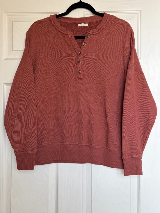 Maurices Tops - Maurices 1/4 Button Crewneck Sweatshirt